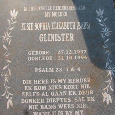 GLINISTER Elsie Sophia Elizabeth 1937-1994