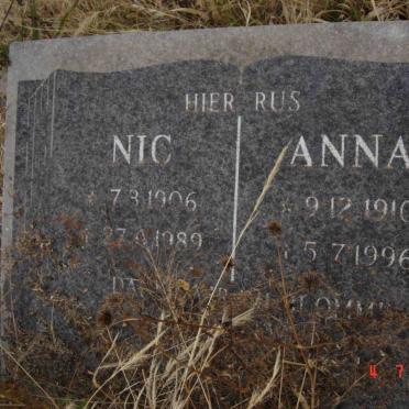 SCHOEMAN Nic 1906-1989 &amp; Anna 1910-1996