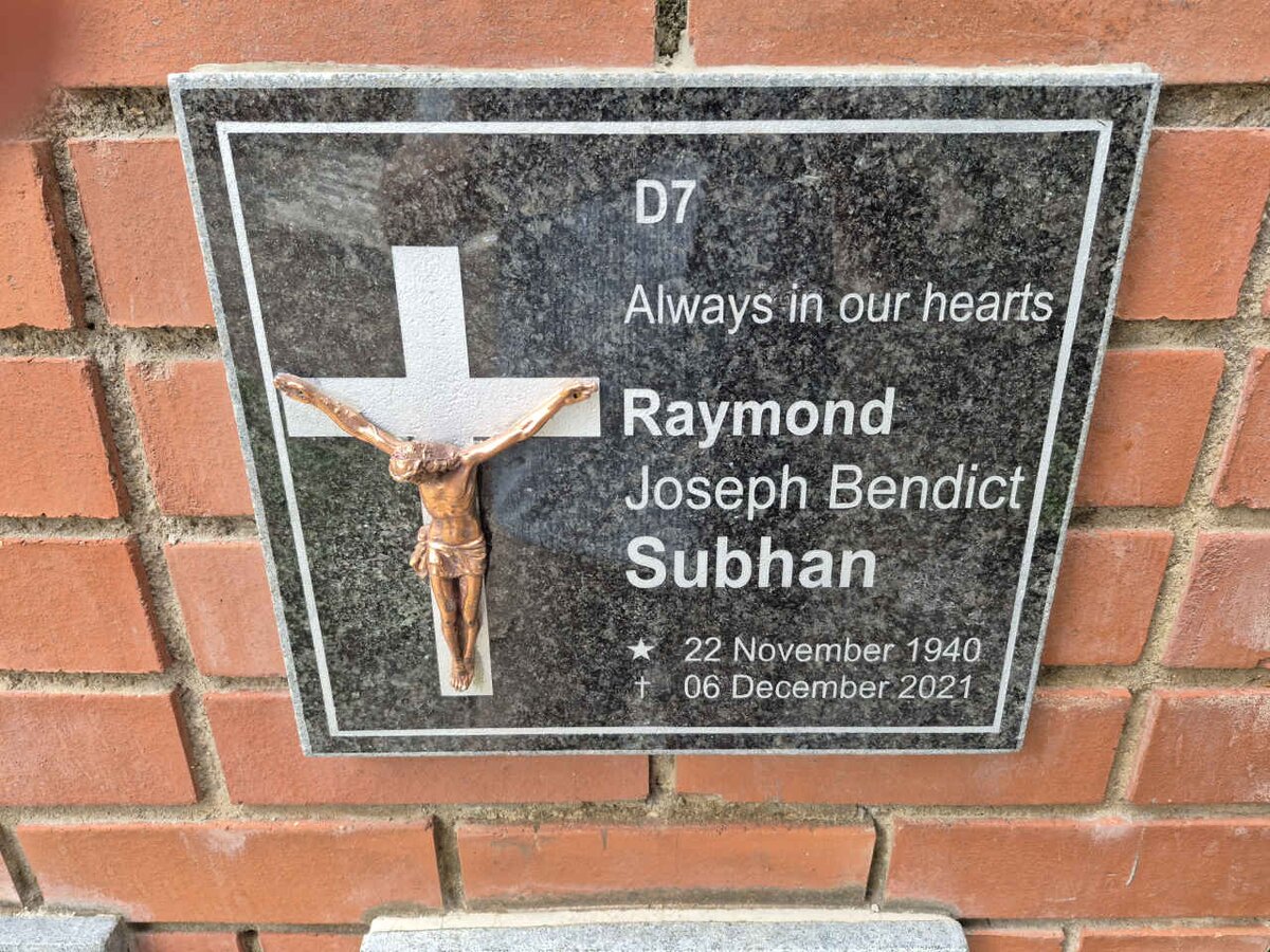 SUBHAN Raymond Joseph Bendict 1940-2021