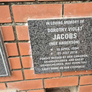 JACOBS Dorothy Violet nee ANDERSON 1934-2018