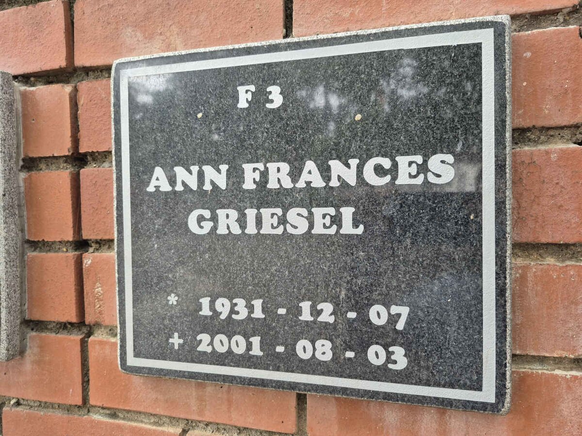GRIESEL Ann Frances 1931-2001