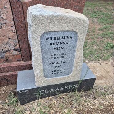 CLAASSEN Nicolaas 1936-2023 & Wilhelmina Johanna 1936-2001 