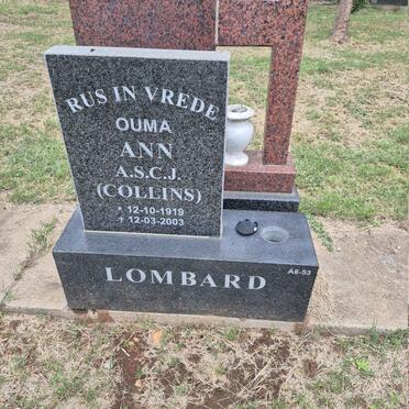 LOMBARD A.S.C.J. nee COLLINS 1919-2003