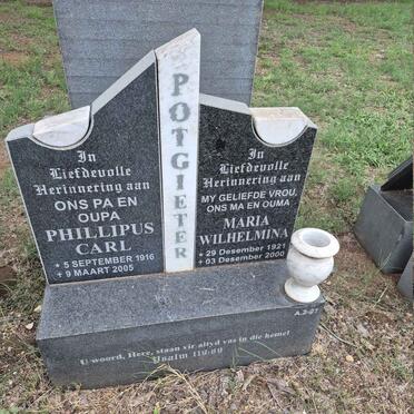 POTGIETER Phillipus Carl 1916-2005 & Maria Wilhelmina 1921-2000