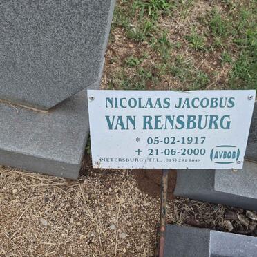 RENSBURG Nicolaas Jacobus, van 1917-2000