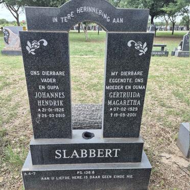 SLABBERT Johannes Hendrik 1926-2010 & Gertruida Magaretha 1929-2001