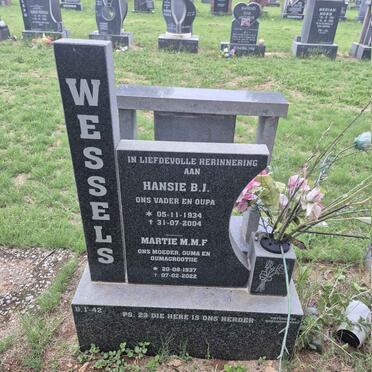 WESSELS Hansie B.J. 1934-2004 & Martie M.M.F. 1937-2022