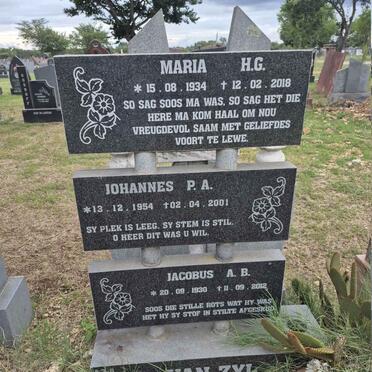 ZYL Jacobus A.B., van 1930-2012 & Maria H.G. 1934-2018 :: VAN ZYL Johannes P.A. 1954-2001