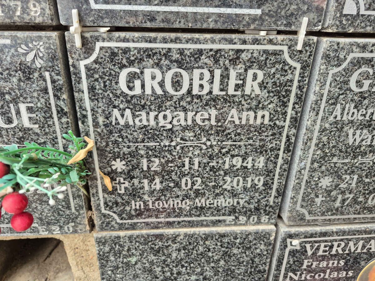 GROBLER Margaret Ann 1944-2019