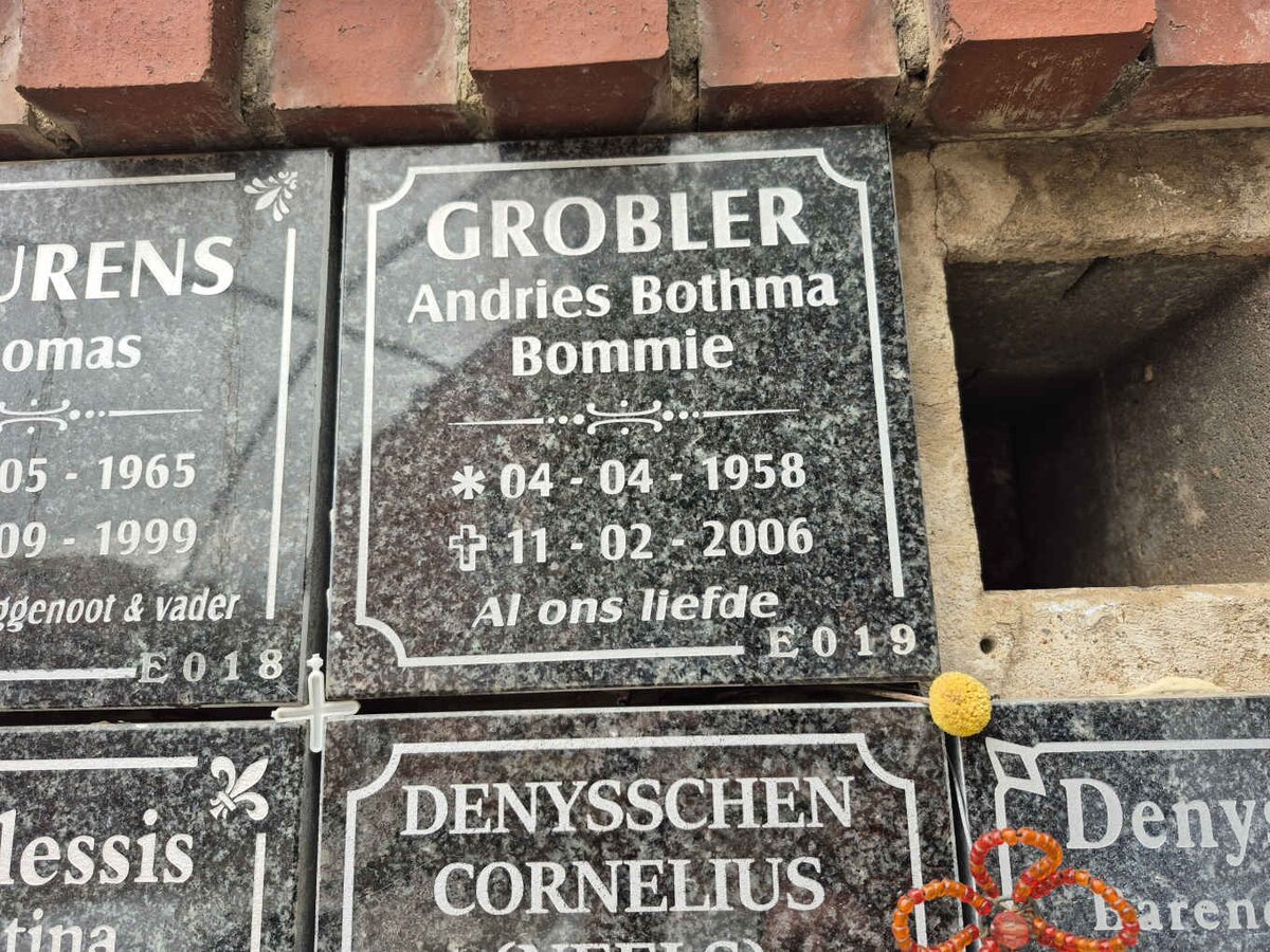 GROBLER Andries Bothma 1958-2006 