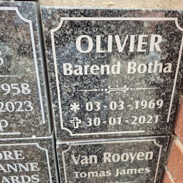 OLIVIER Barend Botha 1969-2021