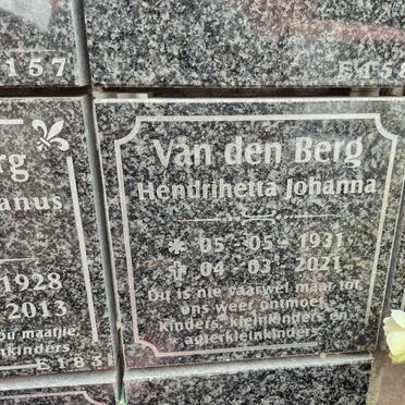 BERG Hendrihetta Johanna, van den 1931-2021