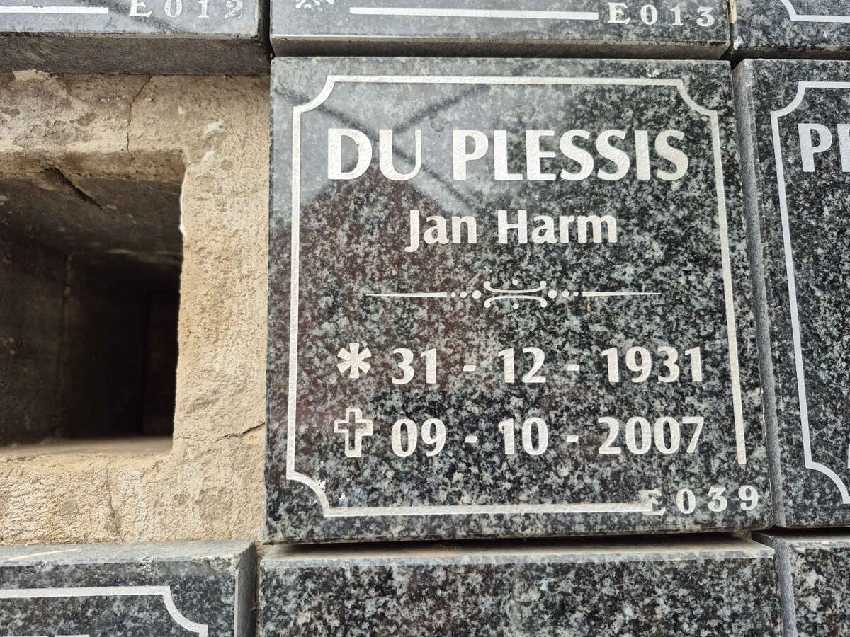 PLESSIS Jan Harm, du 1931-2007