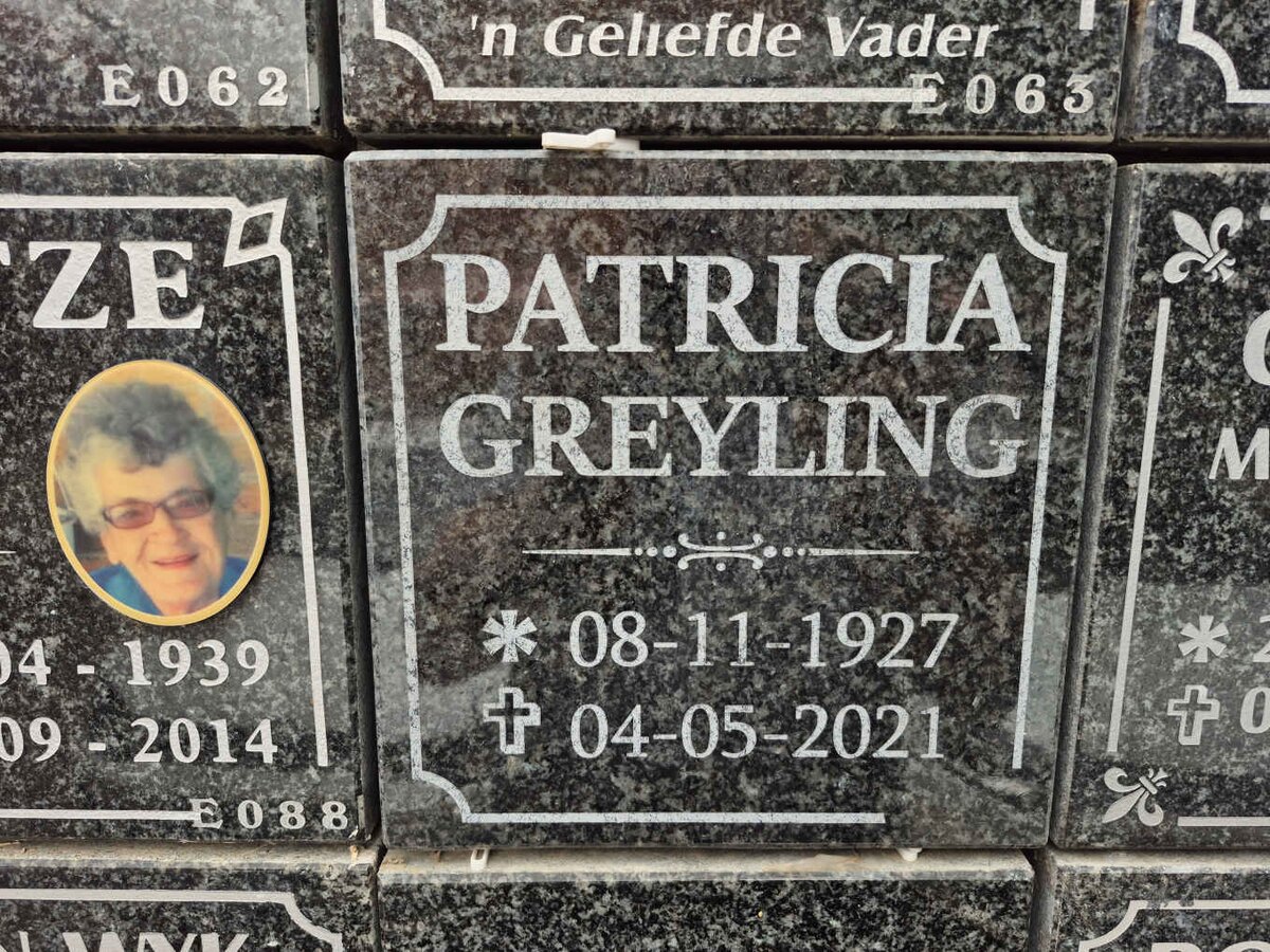 GREYLING Patricia 1927-2021