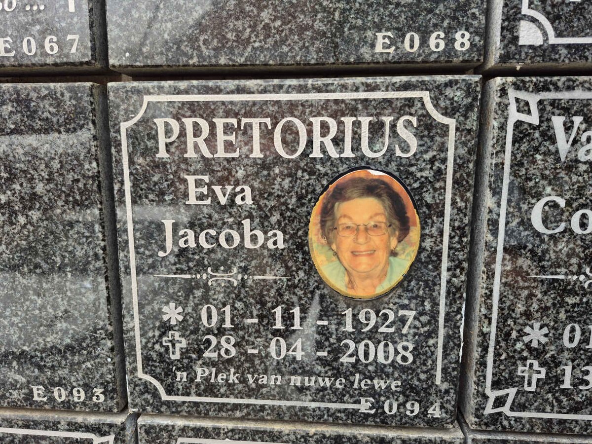 PRETORIUS Eva Jacoba 1927-2008