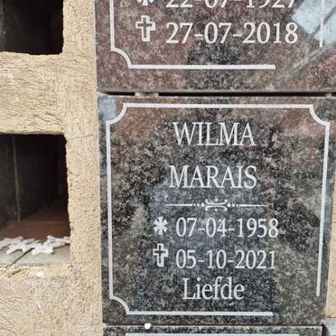 MARAIS Wilma 1958-2021