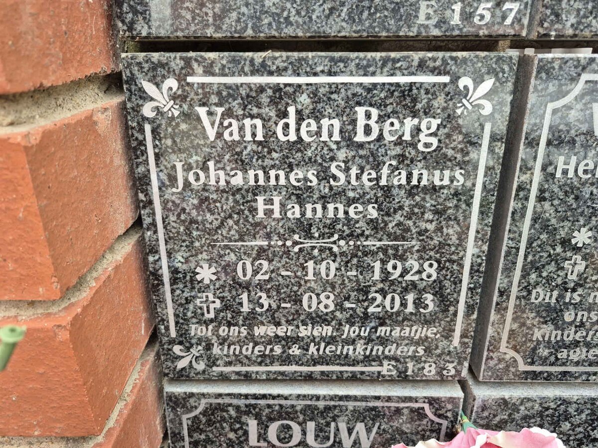 BERG Johannes Stefanus, van den 1928-2013 