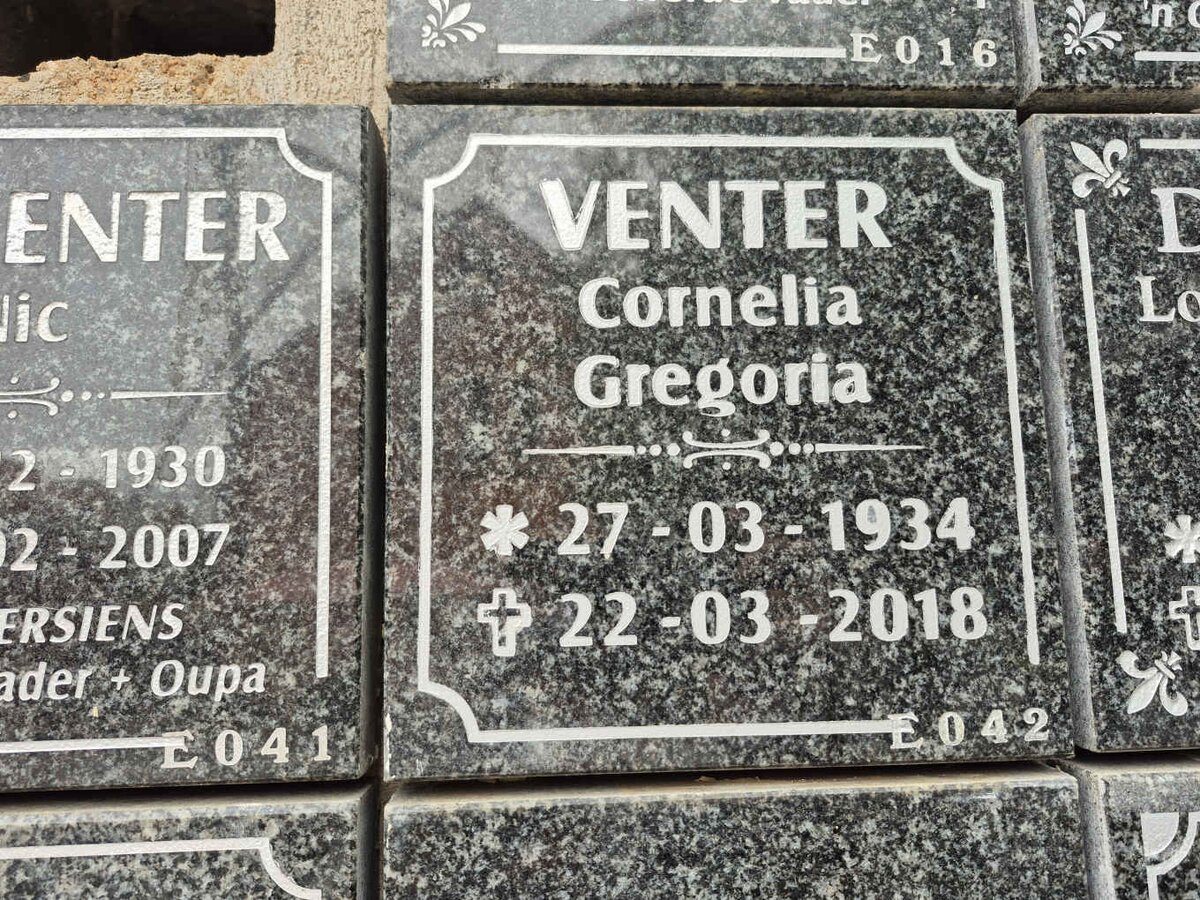 VENTER Cornelia Gregoria 1934-2018