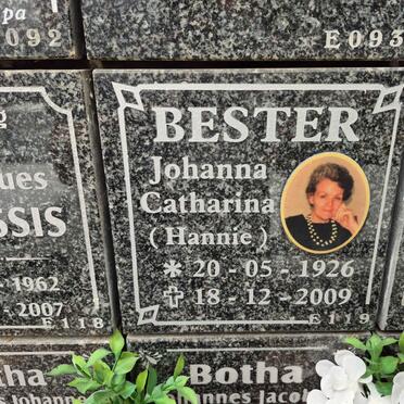 BESTER Johanna Catharina 1926-2009 