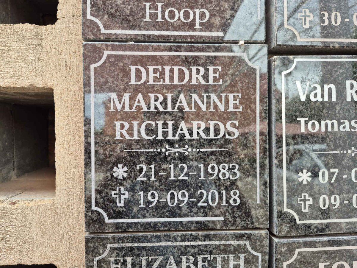 RICHARDS Deidre Marianne 1983-2018