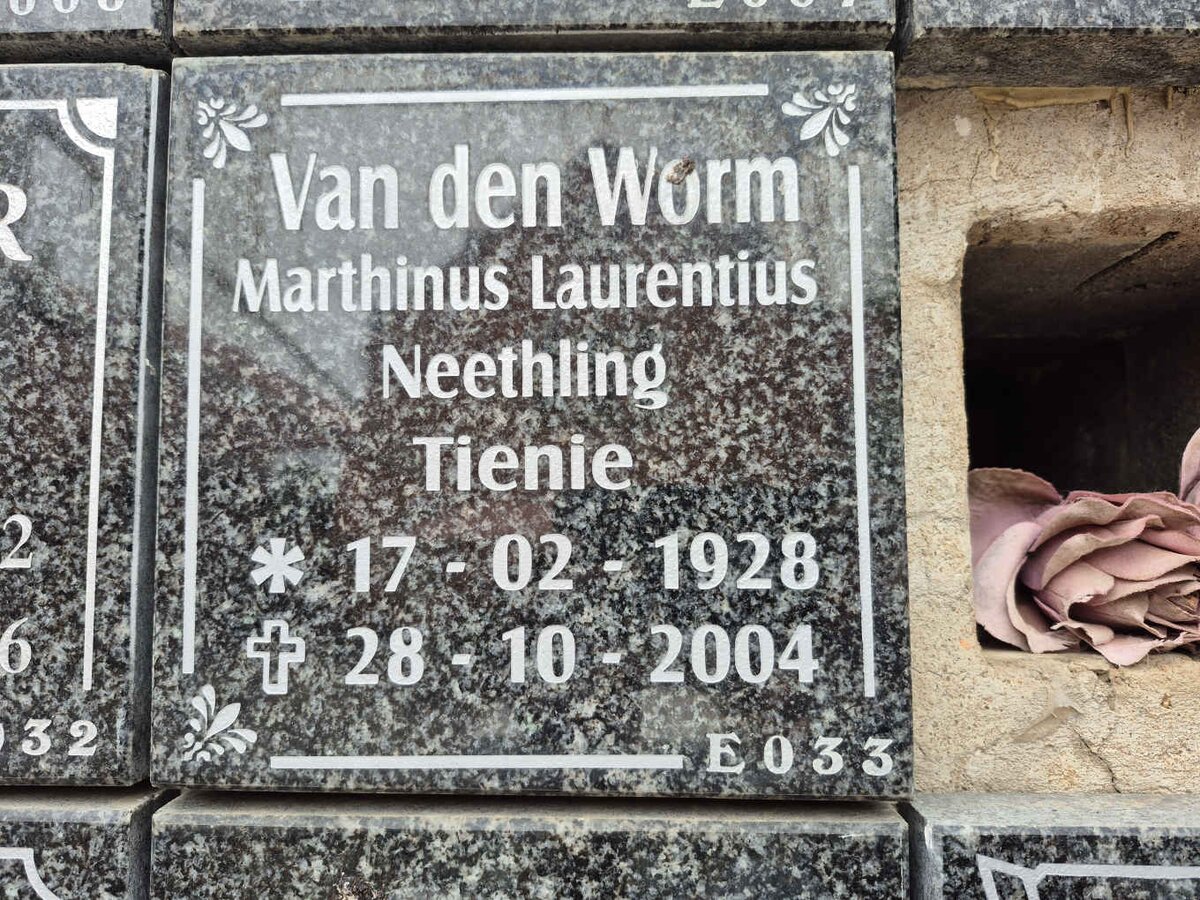 WORM Marthinus Laurentius Neethling, van den 1928-2004 