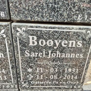 BOOYENS Sarel Johannes 1931-2014