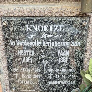 KNOETZE S.B. 1936-2022 & H.S.P. 1941-2018