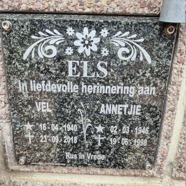ELS Vel 1940-2018 & Annetjie 1946-1998