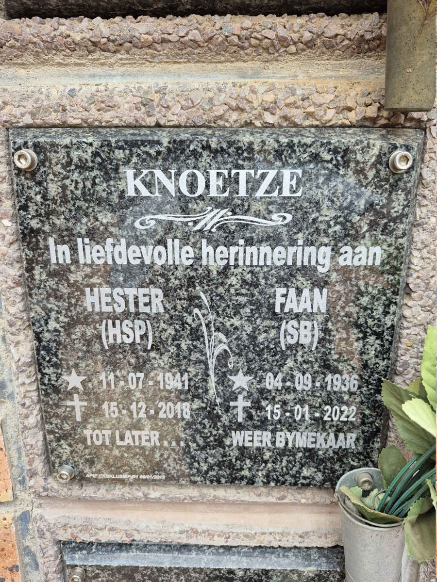 KNOETZE S.B. 1936-2022 & H.S.P. 1941-2018