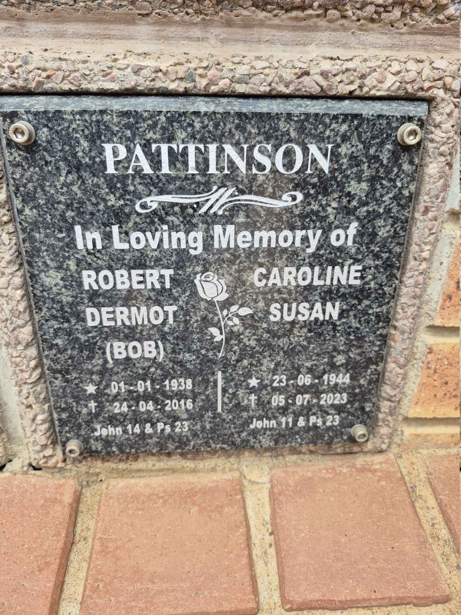 PATTINSON Robert Dermot 1938-2016 & Carolina Susan 1944-2023