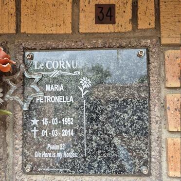 CORNU Maria Petronella, le 1952-2014