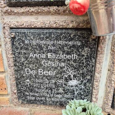 BEER Anna Elizabeth Gesina, de 1946-2021