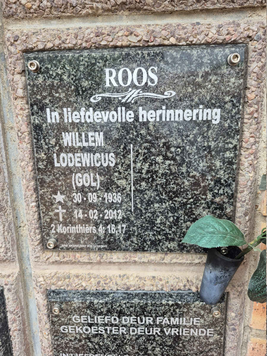 ROOS Willem Lodewicus 1936-2012