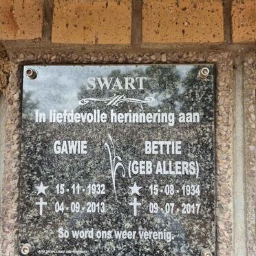 SWART Gawie 1932-2013 & Bettie ALLERS 1934-2017