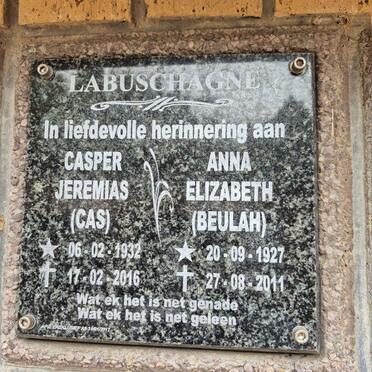 LABUSCHAGNE Casper Jeremias 1932-2016 & Anna Ellizabeth 1927-2011