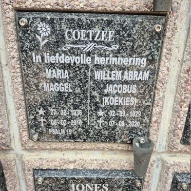 COETZEE Willem Abram Jacobus 1929-2020 & Maria Maggel 1936-2010