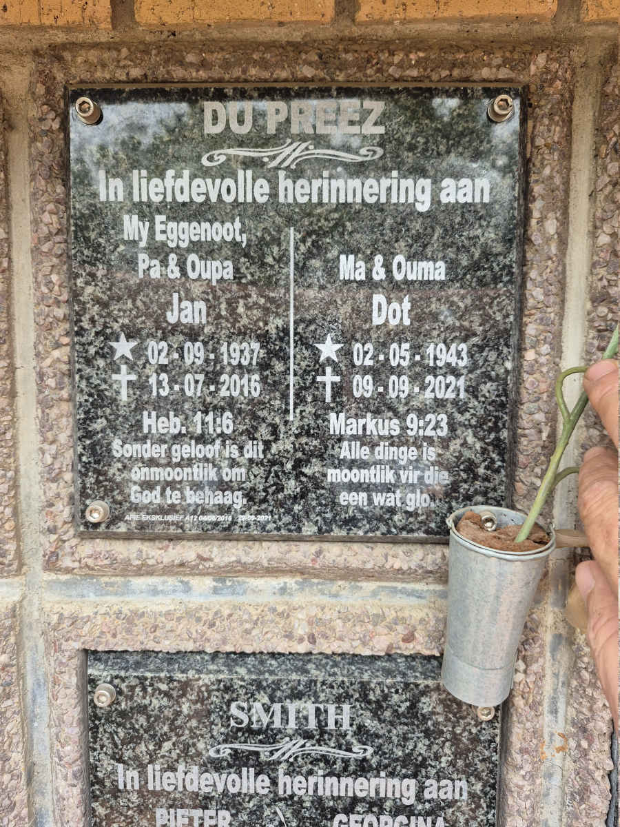 PREEZ Jan, du 1937-2016 & Dot 1943-2021