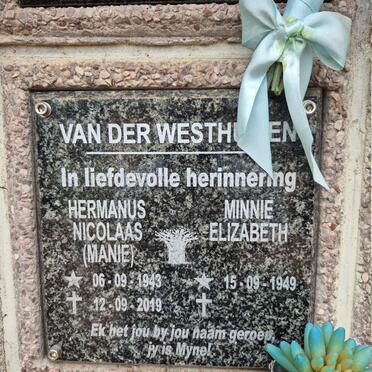 WESTHUIZEN Hermanus Nicolaas 1943-2019 & Minnie Elizabeth 1949-