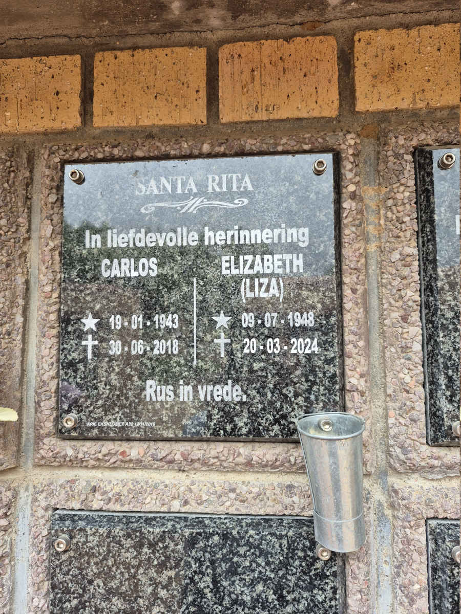 RITA Carlos, Santa 1943-2018 & Elizabeth 1948-2024
