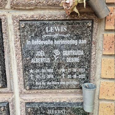LEWIS Joel Albertus 1952-2016 & Gertruida Desire 1953-2022