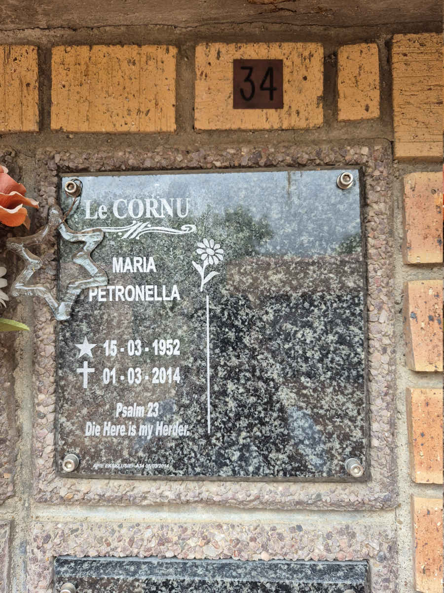 CORNU Maria Petronella, le 1952-2014