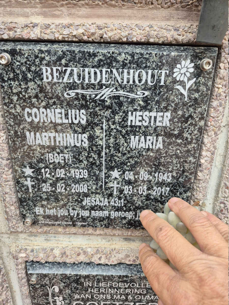 BEZUIDENHOUT Cornelius Marthinus 1939-2008 & Hester Maria 1943-2017