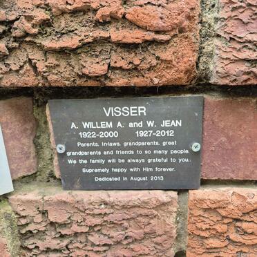 VISSER A. Willem A. 1922-2000 & W. Jean 1927-2012
