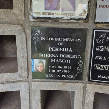 PEREIRA Sheena Roberta Makoti 1991-2019