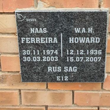 FERREIRA Naas 1974-2003 :: HOWARD W.A.H. 1936-2007