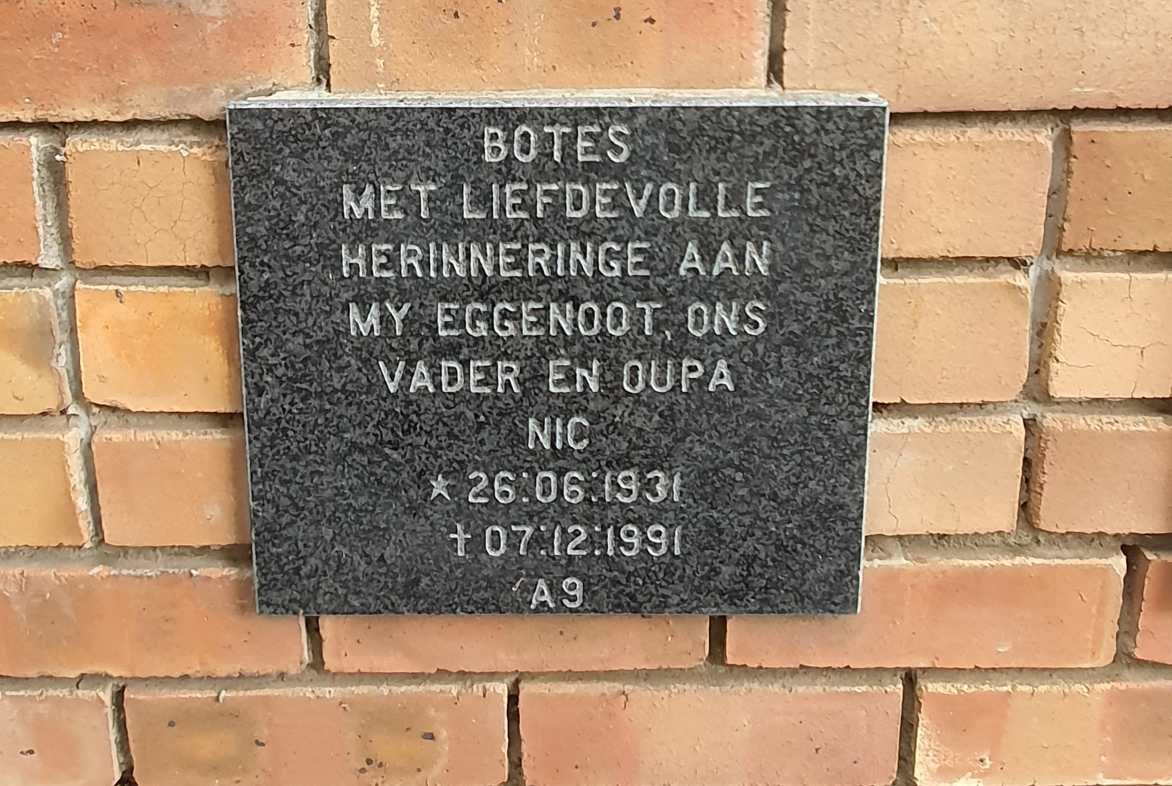 BOTES Nic 1931-1991