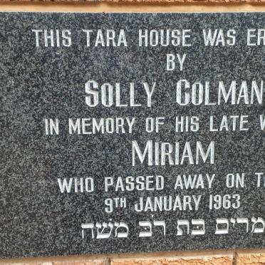 5. COLMAN Miriam -1963 memorial plaque