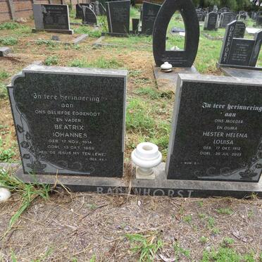 BADENHORST Beatrix Johannes 1914-1969 & Hester Helena Louisa 1912-2005