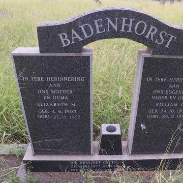 BADENHORST William G. 1907-1975 & Elizabeth M. 1905-1993