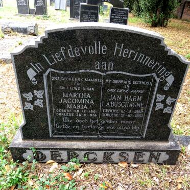DERCKSEN Jan Harm Labuschagne 1882-1957 & Martha Jacomina Maria 1901-1978